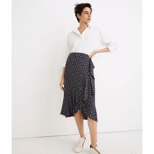 Madewell Dark Baltic Ruffle-Wrap Midi Skirt in Spring Fling Size 4